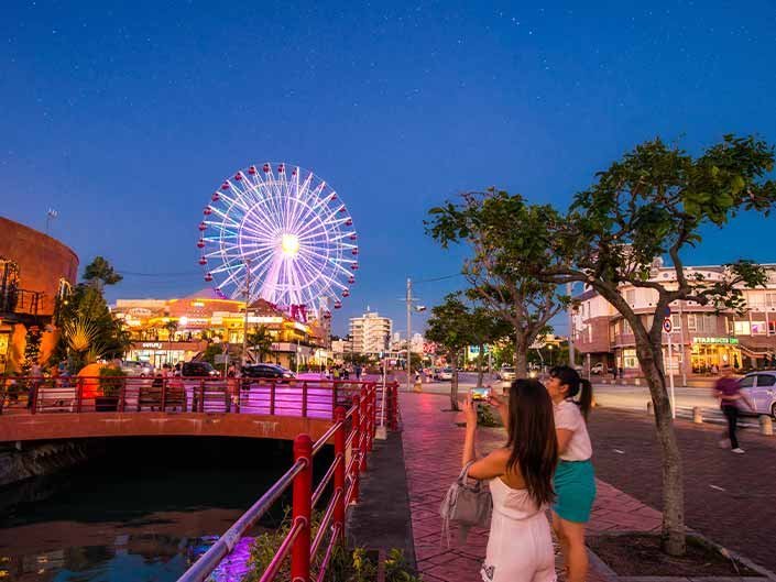 American village at night Okinawa Japan